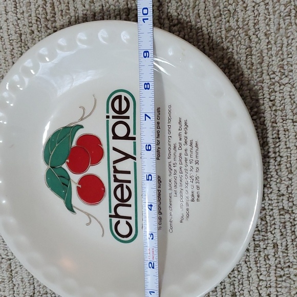 Cherry Pie Plate With Recipe Heavy Porcelain Dish Bake Cook Dining Party - Picture 3 of 8